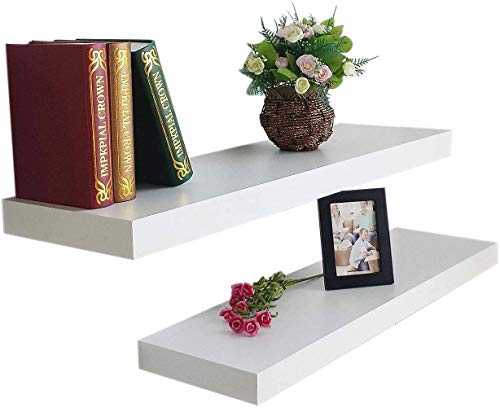 HAO ALWAYS DO BETTER Set of 2 Modern 10 Inch Depth Shelf for The Wall Wood Wall-Mounted Storage Shelf MDF Display Shelving Approx 36