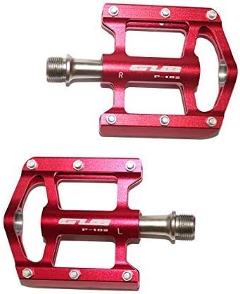 GUB Four Bearings Mountain Bike Pedals Cycling Lightweight Folding Bicycle Pedals Flat 9/16 with Ultra Strong Cr-Mo Spindle and CNC Machined 6061 Alloy Body