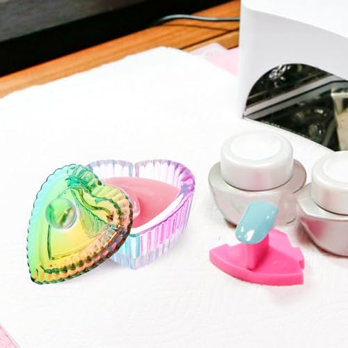 Set de 2 vasos de vidrio iridiscente para manicura con tapa miniatura 7
