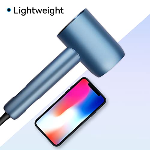 Nition Compact Blow Dryers With Diffuser,Concentrator. Powerful 1875 Watt Small Hair Dryer For Fast And Smooth Drying.low Noise, Led 3 Heats, 3 Speeds,Cool Button.lightweight,Blue #TOP5