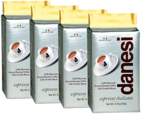Danesi Caffe Italian Espresso Ground Coffee Medium Roast - Espresso Coffee Ground Medium Roast Ground Coffee - Ground Espresso Coffee Grounds - Best Ground Ground Coffee Fine - Gold (8.75oz, 4 pack)