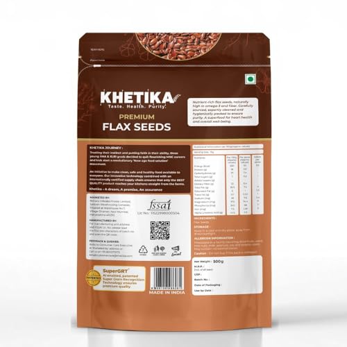 Image of Khetika Naturale Flax Seeds 500G | Natural Alsi | Good for Hair Health (Pack of 2)
