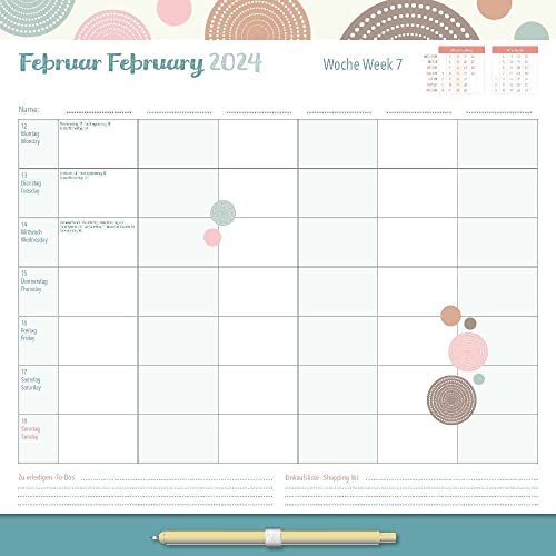 Familien Wochenkalender Dots 2024 - Familien-Timer - Termin-Planer - Kinder-Kalender - Familien-Kalender - 30,5x30,5