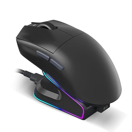 Tri-Mode Wireless Gaming Mouse with RGB Charging Dock, 45g Ultra-Light, PAW3311 Sensor, 12000 DPI, 2.4G Dongle + Bluetooth + USB-C Wired, 1K Polling Rate, Programmable Gaming Mouse for PC Mac Laptop