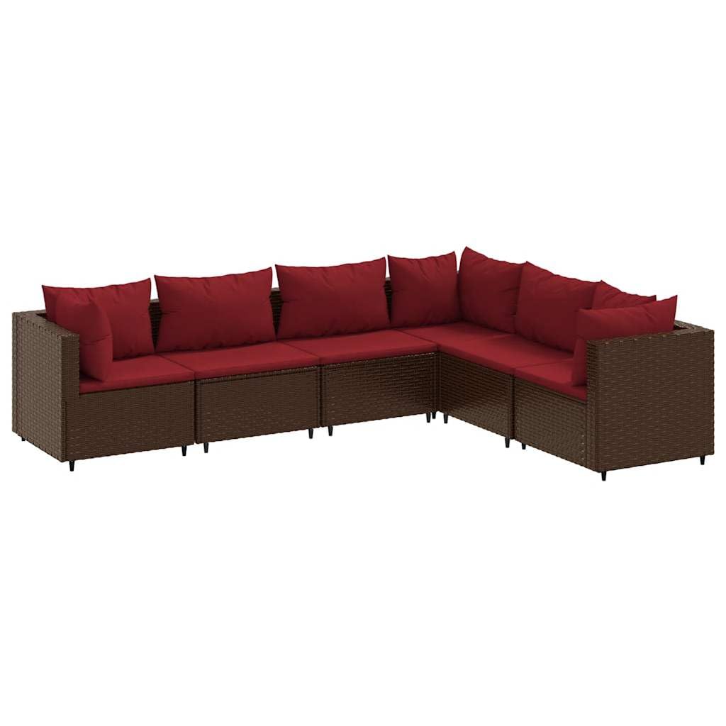 vidaXL 6-cz zestaw wypoczynkowy do ogrodu, poduszki, brązowy rattan PE, sofa do ogrodu, wypoczynek ogrodowy, meble wypoczynkowe do ogrodu