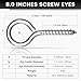 8Pcs Self Tapping Eyelet Screw Eye Bolt，4 Inch Heavy Duty Screw Eyes Hooks ，M8 Wooden Large Screw Eye Hook，Load Capacity 500 Lbs for Hammock ，Yoga，Heavy Indoor Outdoor Uses (8, M8-4 INCH)