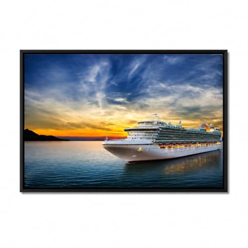 Cruise Ship Sunset Canvas Wall Art 36x24 Large Nautical Ocean Painting