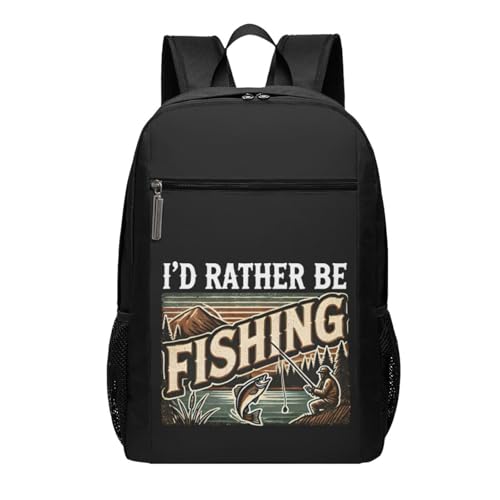 I'D Rather Be Fishing Backpack 17 Inch For Travel Laptops Backpack