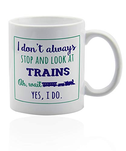 Gifts for train lovers 11 oz. white ceramic cup. Train collector gifts