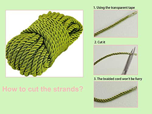 U Pick 10Yds 5Mm 3 Braided Cord Decorative Twisted Satin Polyester Twine Cord Rope String Thread Shiny Cord Choker Thread (06 Black) #TOP7