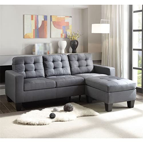 Walnut Convertible Sectional Sofa Couch Fabric L-Shaped Couch Living Room Furniture Corner Sofa Set #TOP1