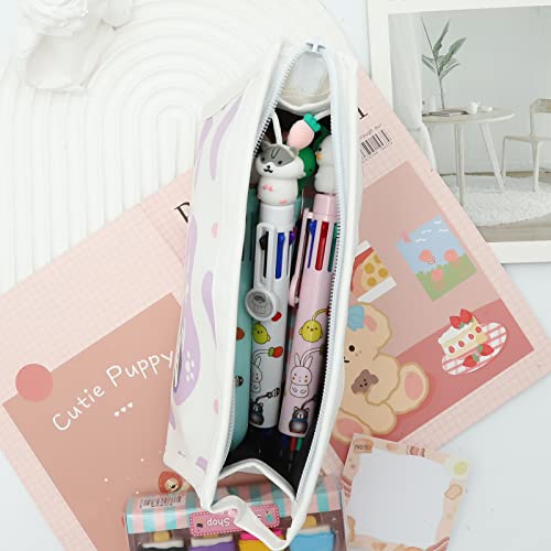 Aufruh Cat Pencil Case Pu Leather Cute Cartoon Animal Pencil Pouch Cow Pattern Make Up Case Cosmetic Bag Stationary Kawaii Pencil Box (Red) #TOP3
