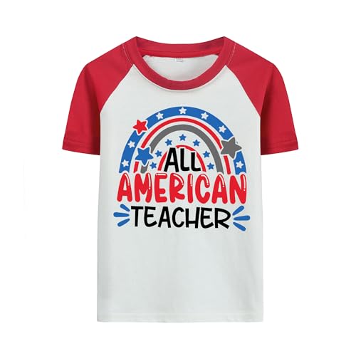 Girls 4th of July Shirt Star Cat, Rainbow and 1776 Map Tees Toddler American Flag Independence Patriotic Kids T-Shirt
