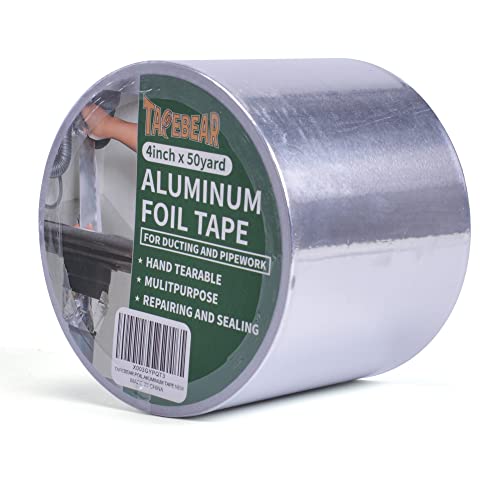 TAPEBEAR Aluminum Foil Tape, Aluminum Air Duct Tape, Withstand 80°C to 100°C
