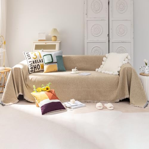 VClife Beige Couch Cover for Sofa 1 Piece Modern Minimalism
