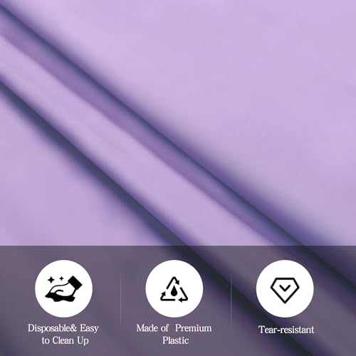 Image of tujol Lavender 6 Pack Plastic Table Cloth 54 inch x 108 inch, Disposable Tablecloths Rectangle Table Cover, Plastic Tablecloths for Parties