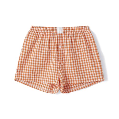 Image of Womens Boxer Shorts Gingham Y2k Pajama Cute Plaid Striped Print Lounge Sleep Shorts