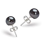 Sterling Silver Freshwater Cultured Shell Pearl Earrings (8mm) | Trendy & Elegant Earrings For Women & Girls | Chic & Sparkling Design, Unique Gift Idea, Perfect For Casual & Special Occasions