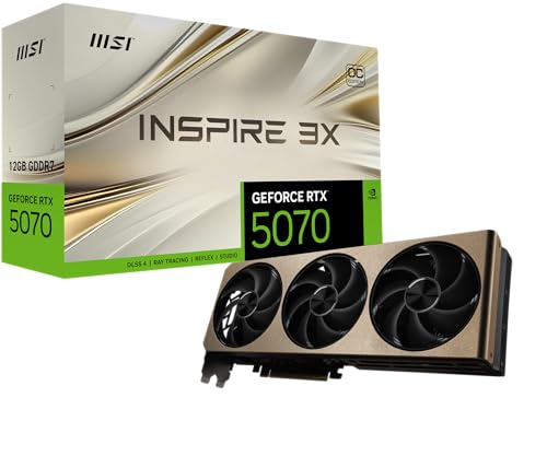 MSI Gaming RTX 5070 12G Inspire 3X OCOtBbNXJ[h (12GB GDDR7A192rbgAɂ̃ptH[}X:2557MHzADisplayPort x 3 2.1aAHDMI 2.1bANVIDIA Blac