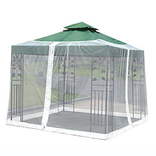 SFDPDM 3x3 m verstellbares Moskitonetz für Pavillon, mit Reißverschluss und Klettbänder, Insektenschutz Mückennetz, Weiß Outdoor Kastenförmiges Moskitonetz für Garden Terrasse Balkon