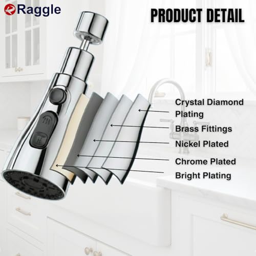 Image of RAGGLE Flexible Tap Extender for Kitchen Sink - 360 Rotating Faucet Attachment, 3-Mode Water-Saving Kitchen Tap Aerator Shower