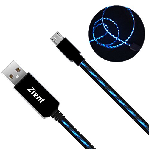 Micro USB Cable, Ztent PowerLine 0.8M Visible Flowing EL Light LED Charging Cords A Male to Micro B Charge and Sync Cord for Android Devices, Samsung Galaxy, Sony, Motorola and More