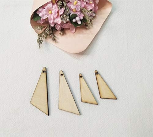 32PCS Unfinished Wood Elongated Triangle Earring Jewelry Blanks,Laser Cutout Charms Shape Crafts (Mix Sizes)