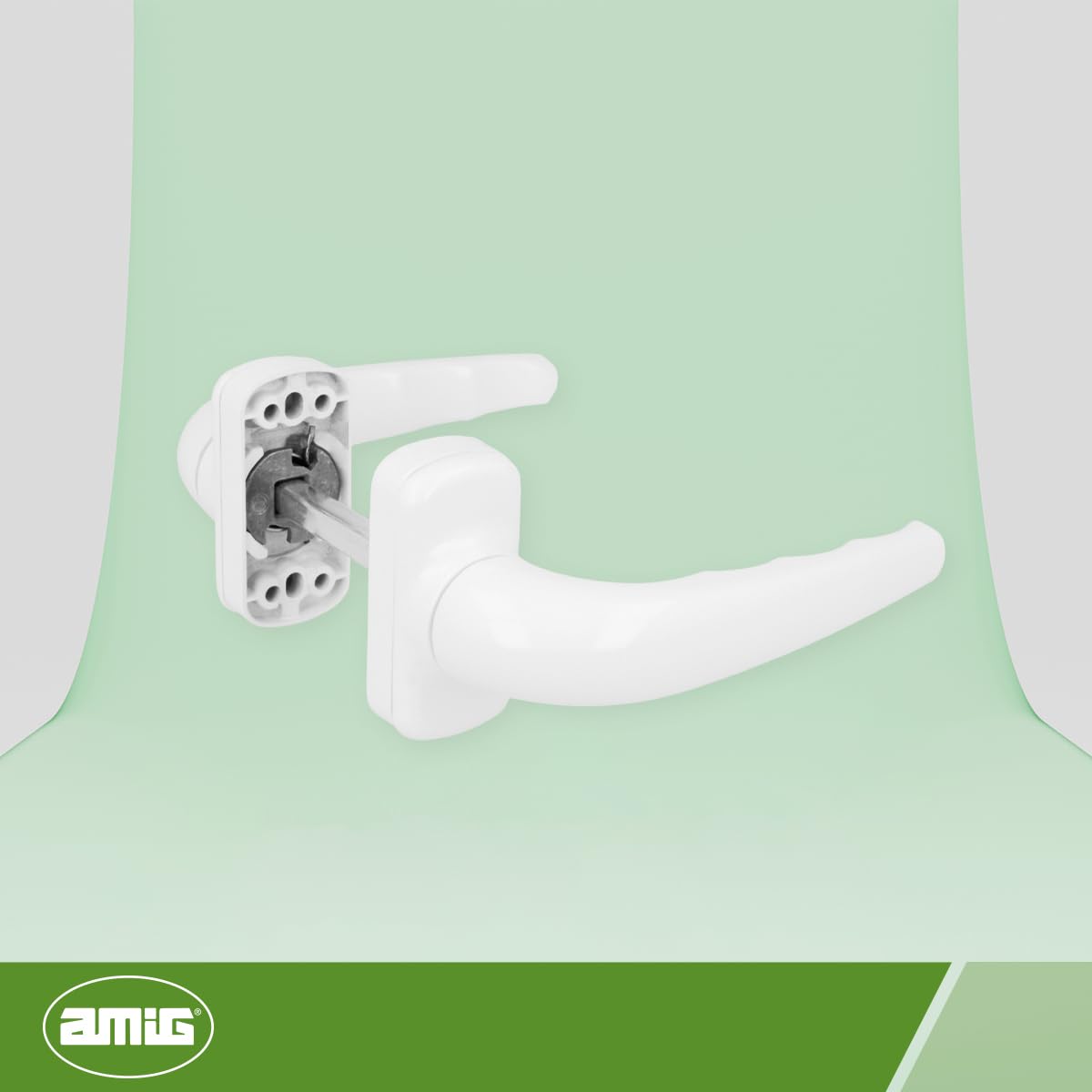 Amig - Juego de Manilla de Roseta Reforzada - Modelo Sendoa - Fabricada en Aluminio - Medida: 125 X 66 mm - Cuadradillo de 8 mm - Blanco