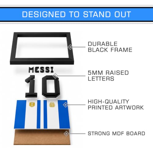 Image of CodersParadise No. 10 Football Inspired 3D Wall Art Frame, Sports Fan Decor, Layered Wall Hanging for Bedroom, Living Room, Gaming Room & Home Decoration