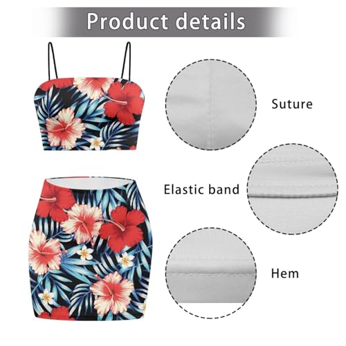Image of 2025 Sexy Spaghetti Strap Crop Tops and Bodycon Skirt Casual 2 Piece Set S-4XL