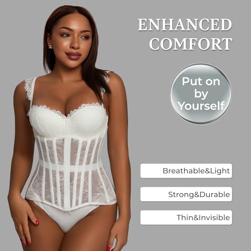 Image of Mesh Corset Waist Trainer for Women - Underbust Corset Lace Up - Waist Cincher Shapewear - Body Shaper