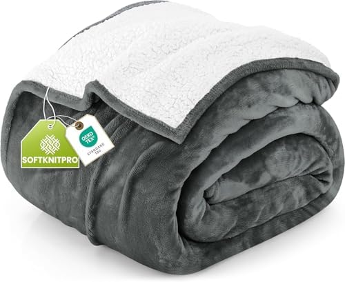 Utopia Bedding Sherpa Blanket Queen Size (Grey, 90x90 Inches) - S...