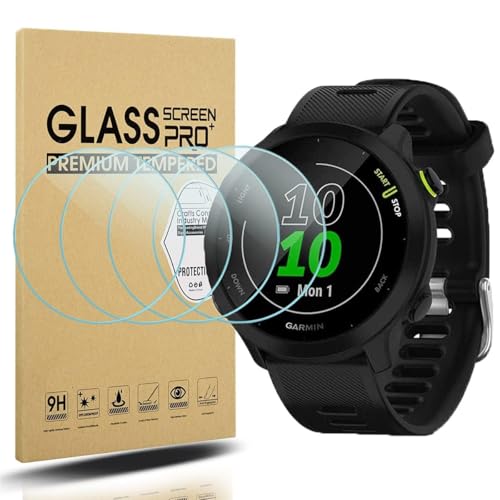 Diruite 4 Pezzi Vetro Temperato per Garmin Forerunner 55 Pellicola Protettiva,HD Vetro Senza Bolle Protezione Screen Protector[Antigraffio]