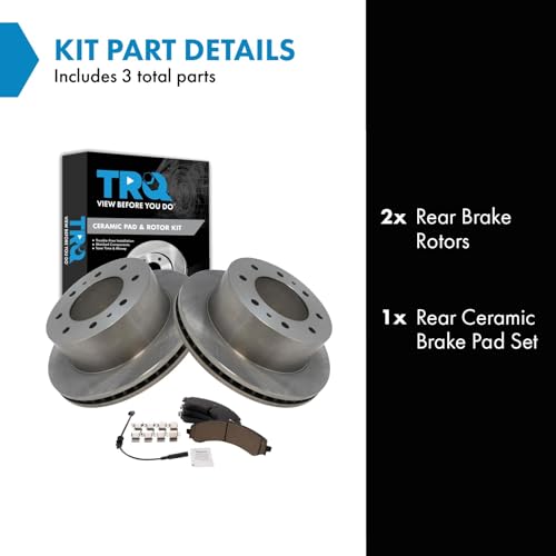 Image of TRQ Rear Brake Pad & Rotor Kit Ceramic Compatible with Chevrolet GMC