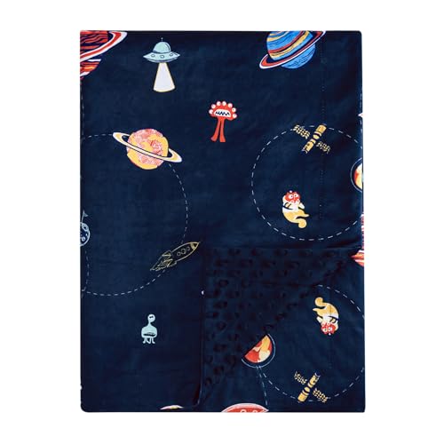 Image of PHF Minky Baby Blanket for Boys with Double Layer and Soothing Raised Dotted Backing, Soft and Lightweight Reversible Receiving Blanket for Newborns, Infants, Babies, 30x40 Inches, Space