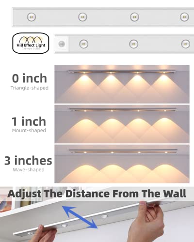 Garto Led Under Cabinet Lights Usb Rechargeable, Slim Closet Lights Motion Sensored Indoor, 4 Hill-Light Bulb Wireless Battery Powered Lighting For Counter Wardrobe Kitchen (Silver, 15.74In-2 Pack) #TOP1
