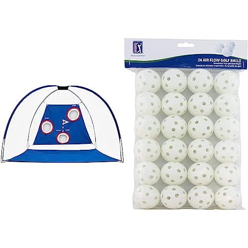 Image of PGA Tour Pro Size Driving Net with Carry Bag Tour 24 Air Flow Practice Golf Balls