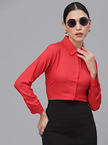 Image of Style Quotient Women Solid White Polymoss Regular Formal Shirt
