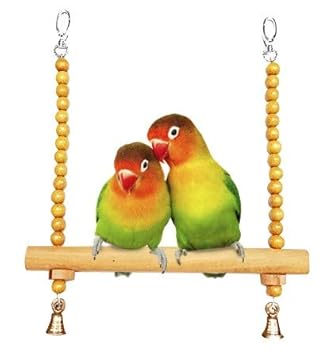 CONODIA Birds Swing Cage Hammock Hanging Toy with Brass Bells