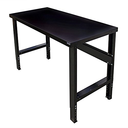 Up To 40% OFF Borroughs Adjustable Height Workbench with Painted Black Top, 28 in x 48 in, Commercial Grade, 16 Gauge Steel