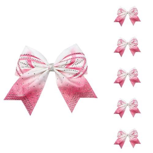 Nœuds de pom-pom girl roses avec strass pour les coiffures de gala et danse