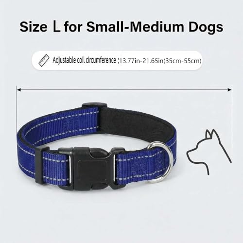 Collar Reflectivo para Perro Ajustable en Nylon Azul Marino Talla L miniatura 3