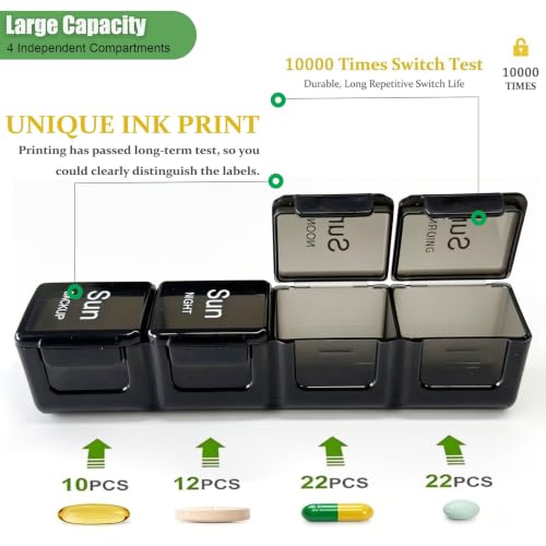 Image of Pill Organizer 4 Times a Day - Pill Box 7 Day, Large Weekly Medicine Pill Case for Travel with Removable Individual Containers, Pill Cases to Hold Daily Vitamins and Supplements(Black)