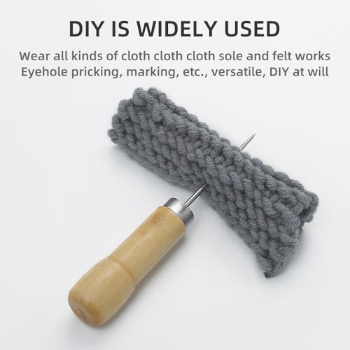 Image of Prabhas Designs AWL Stitching Needle with Wooden Handle for Leather, Canvas, Upholstery, DIY and Repair Work (1)