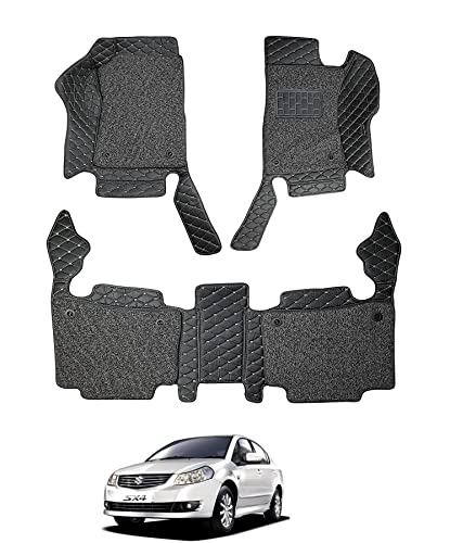 Image of Auto Hub 7D Mats Custom Fitted Car Mats Compatible with Maruti Suzuki SX4 (Model : 2012-2017) Black
