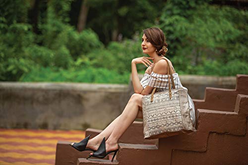 Myra Bag Silvan Upcycled Canvas & Cowhide Leather Tote Bag S-1204, Brown, One Size2