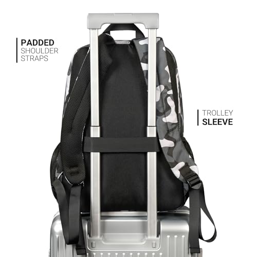 ZORFIN 26L Backpack for College, and Travel: Water Resistant Bookbag - Camo Black - Thumbnail 4