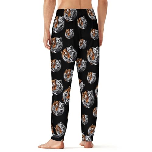 Yin and Yang Tiger Head Men's Pajama Pants Soft Sleep Bottoms Loungewear Jogger Lounge Pants2
