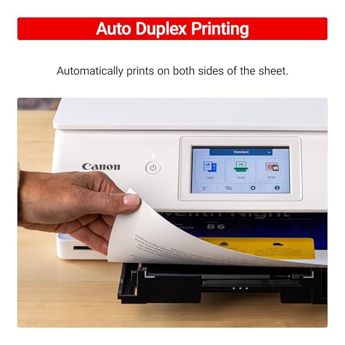 Image of Canon PIXMA TS8820 Wireless 3-In-1 Home Printer with One Sheet Multipurpose Tray, 6 Individual Inks System, and 4.3-Inch Color LCD Touchscreen (White)