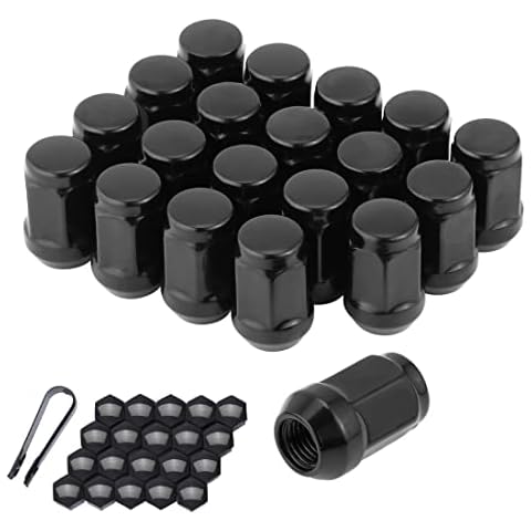 M12x1.5 Lug Nuts Black Lug Nuts M12-1.50 Acorn Lug Nuts 12x1.5 19mm (3/4") Hex 1.38" Long Set of 20 Wheel Lug Nut Fits for Ford Fusion Ford Escape etc Cover
